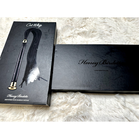 RARE 🔥 Original Honey Birdette Leather Cat Whip Black & Gold 🖤 - Picture 3 of 5